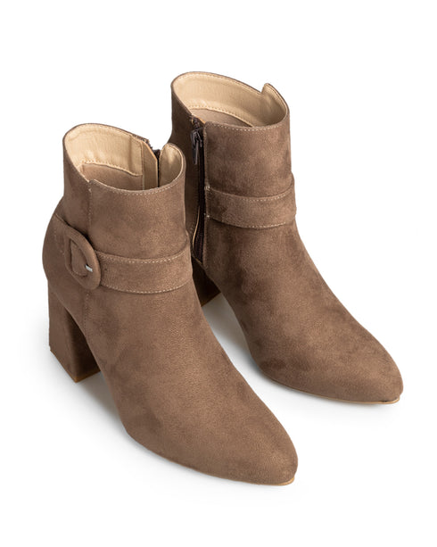 Botín Camel Hebilla Tacón Cuadrado 10201KR